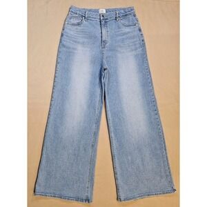Deep Wide Leg Lightwash Denim Jeans Womens Size XL (Measures 29"‎ ) Stretch Y2k